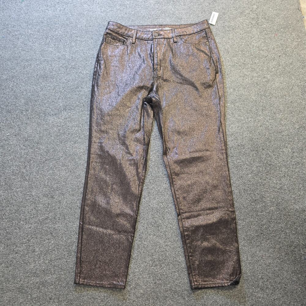 Old Navy Jeans Womens Size 14 Tall Brown OG Loose Baggy Shimmer Glitter Casual